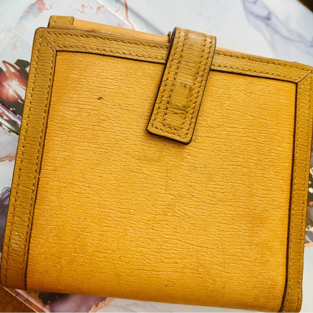 GUCCI GOLD G BUCKLE LEATHER BEIGE CANVAS WALLET BIFOLD Vintage - Picture 9 of 14
